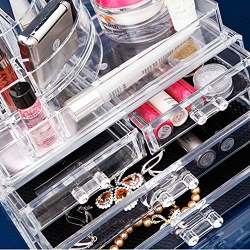 Gzyf 4 Drawer 8 Grid Clear Acrylic Stackable Cosmetic Makeup