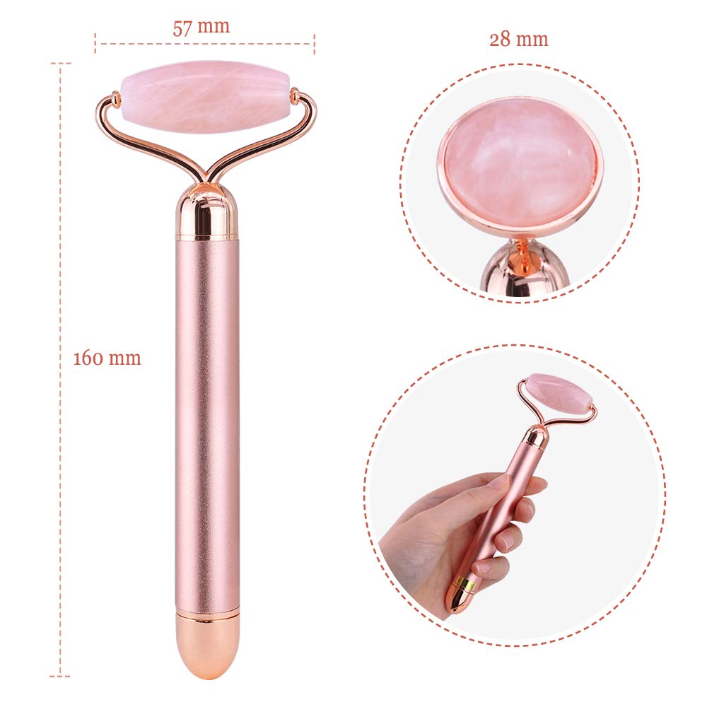 Elektrische Jade Face Roller, YEVIOR 2 in 1 Natürliche Jade Vibration Massagegerät Set,Gesichtsroller und Gesichtsmassager für Gesichts Halshaut Wangen Hautstraffung