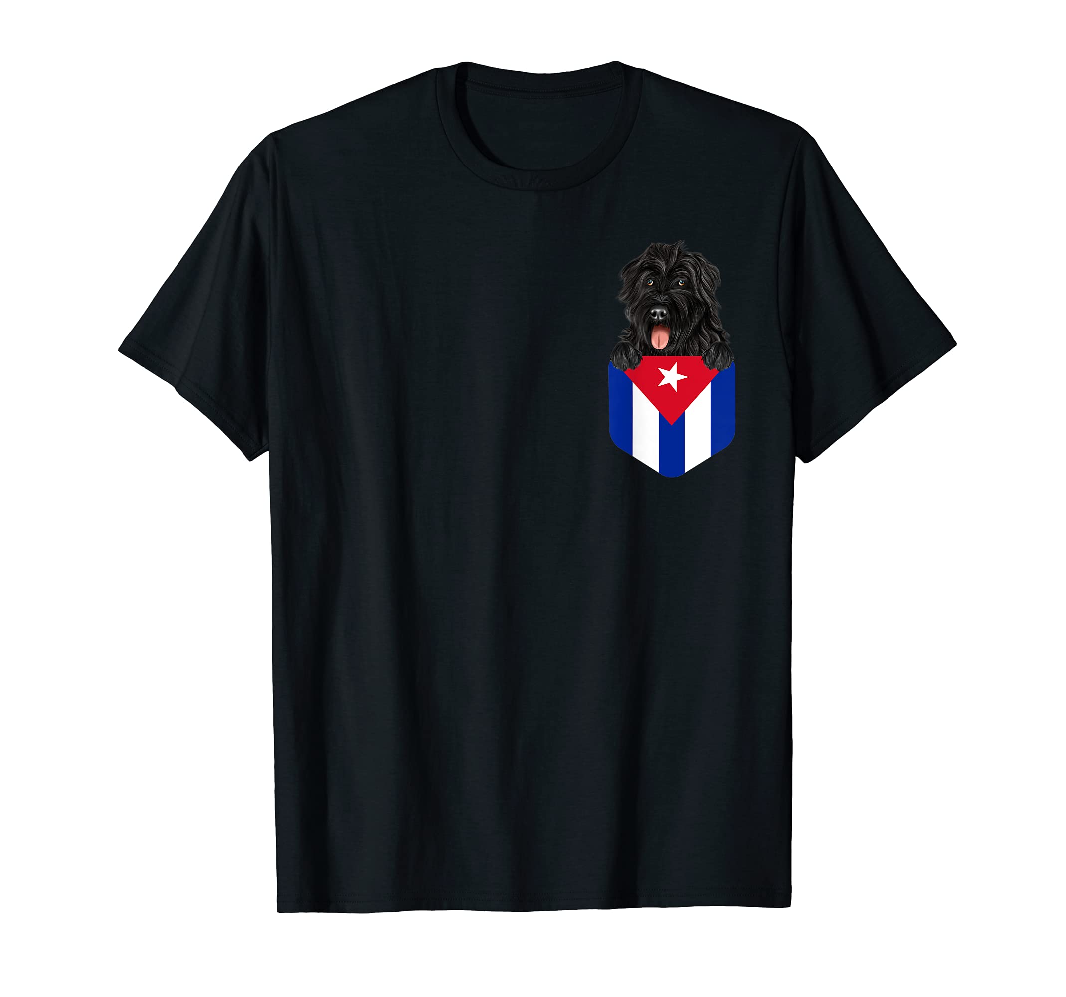 Cuba Flag Bouvier des Flandres Dog In Pocket T-Shirt