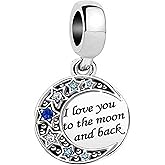 SBI Jewelry I Love You Moon Back Charm Compatible with Pandora Charm Bracelet for Women Silver Birthday Anniversary Dangle