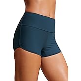 CRZ YOGA High Waisted Dolphin Board Shorts for Women 2.5'' - Quick Dry Swim Beach Bathing Suit Bottoms with Liner