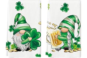 Artoid Mode Gnomes Beer Clover Shamrock St. Patrick's Day Kitchen Towels Dish Towels, 18x26 Inch Seasonal Holiday Decoration Hand Towels Set of 2