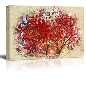 Canvas Print Landscape Wall Art - Autumn Leaves - Gallery Wrap Modern Home Art | Ready to Hang -12x18 inches