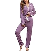 FENNAT Pajama Sets Women Soft Long Sleeve Button Down Sleepwear Classic Ladies Pjs Lightweight Lounge Sets S-XXL