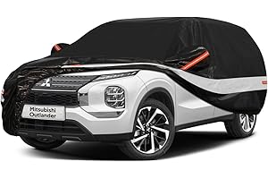 Holthly 10 Layers SUV Car Cover Custom Fit for Mitsubishi Outlander (2005-2024) Waterproof All Weather for Automobiles, Outdoor Full Cover Sun UV Rain Protection with Cotton.Black