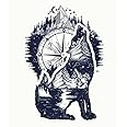 Camping Art Wolf Sticker Decal for Wall, Laptop, Cell, Truck Sticker for Windows, Cars, Trucks 5" Inch