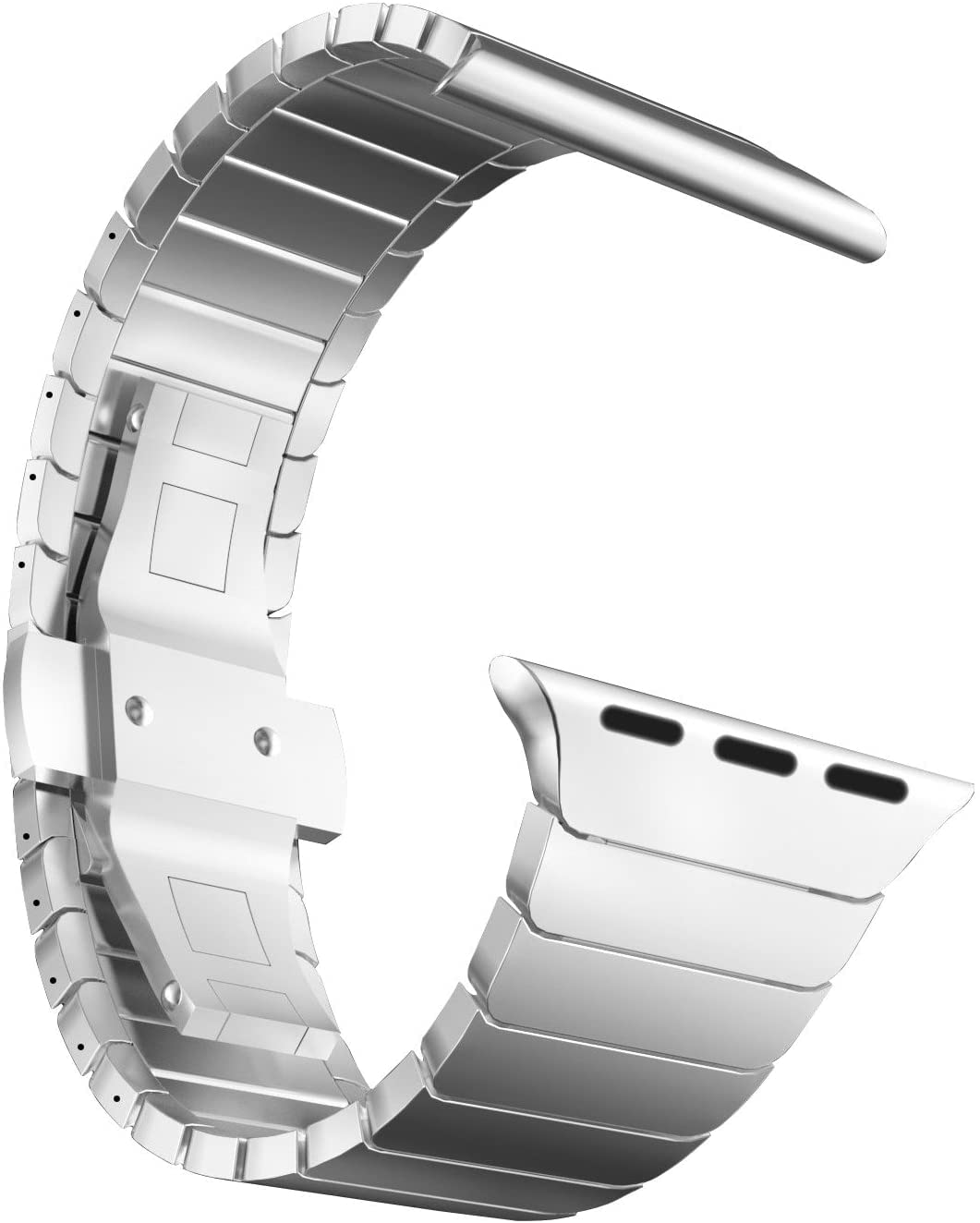 MaKTech Stainless Steel Metal Link Bracelet Band for Apple Watch Series 11/10/9/8/7,SE 3/2/1 [2025] (42mm/41mm/40mm,Silver) — image 1