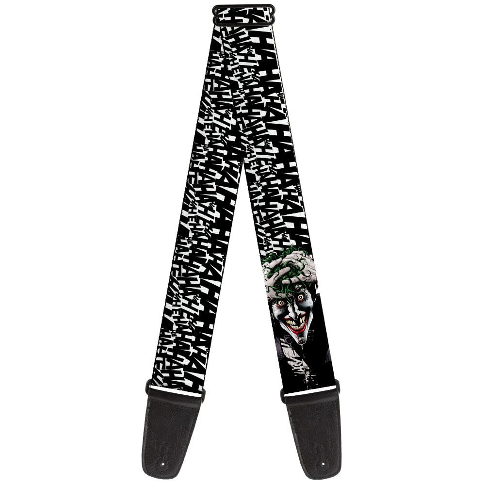Buckle-Down Guitar Strap Joker The Killing Joke Holding Head Pose Hahaha White Black 2 Inches Wide (GS-WJK072)