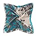 Datework Women Printed Square Head Wrap Neck Satin Shawl (Blue)
