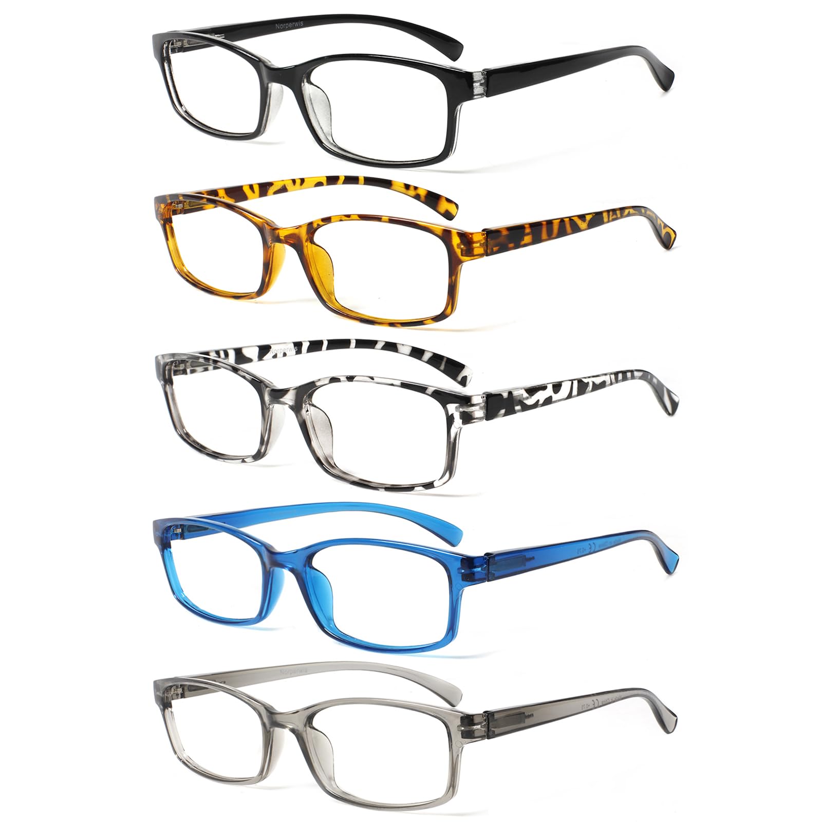 Photo 1 of NORPERWIS Reading Glasses 5 Pairs Quality Readers Spring Hinge Vintage Glasses for Reading for Men and Women (Mix Color-4, 2.00)