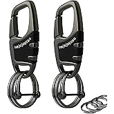 hejojoyzao Keychain with Carabiner Clip, 4 Heavy Duty Key Rings and D Ring for Men's Car Key Fob Holder Fits Belt Loops