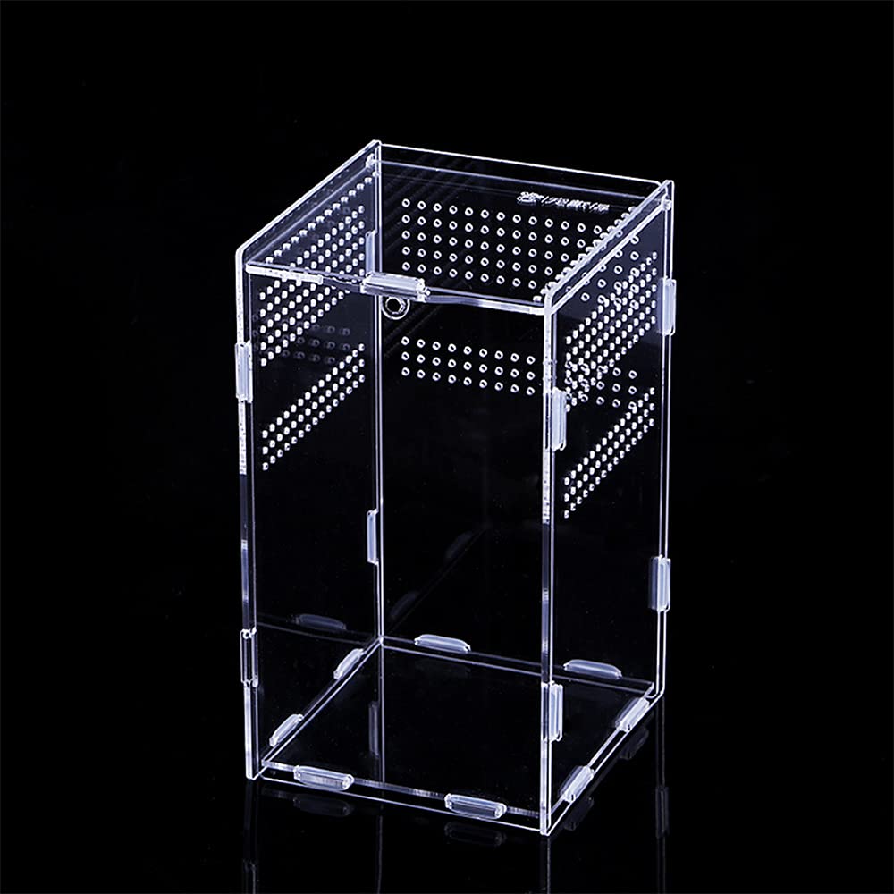 Acrylic Feeding Box, Transparent Feeding Box, Reptile Terrarium Box, Reptile Feeding Case, Acrylic Insect Feeding Box, for Spiderlings,Horned Frog,Beetles,Pet Snakes and Other Reptiles