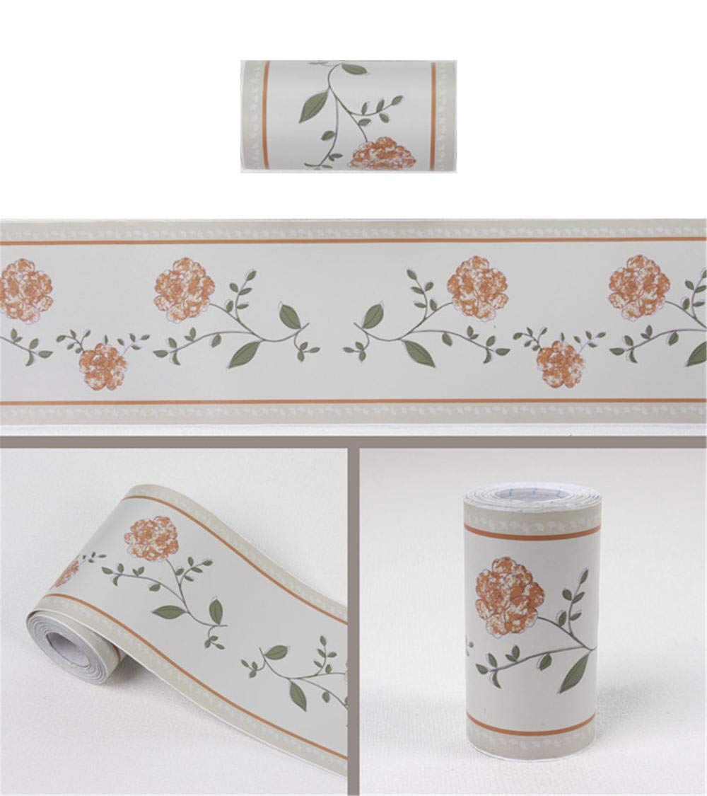 GouieRylin Wallpaper Border, Peel and Stick Wall Border Sticker, Blue Flower, 10.6cm X 1000CM, Tropical, Cottage, Custom, Wallpaper, Home Ceiling Decorative Border for Bathroom, Kitchen