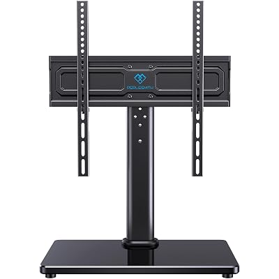PERLESMITH Universal Swivel TV Stand for 24-60 inch TVs up to 99 lbs, 12 Height Adjustable Table Top TV Stand, TV Base Stand with Tempered Glass Base, Max VESA 400x400mm, PSTVS33