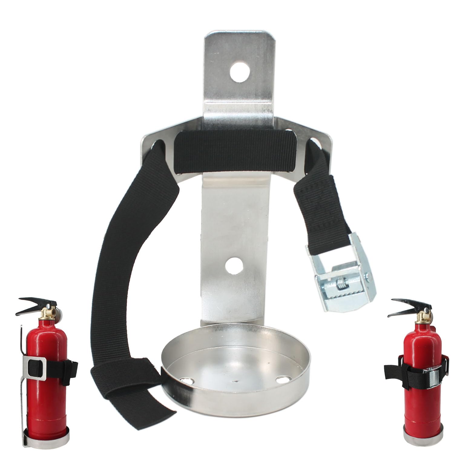 Photo 1 of Fire Extinguisher Mount,Wall Hanging Bracket,Fire Extinguisher Holder for Home, Car, RV, Truck, Mini Fire Extinguishers (2.5LB Stainless Steel 1Pcs)