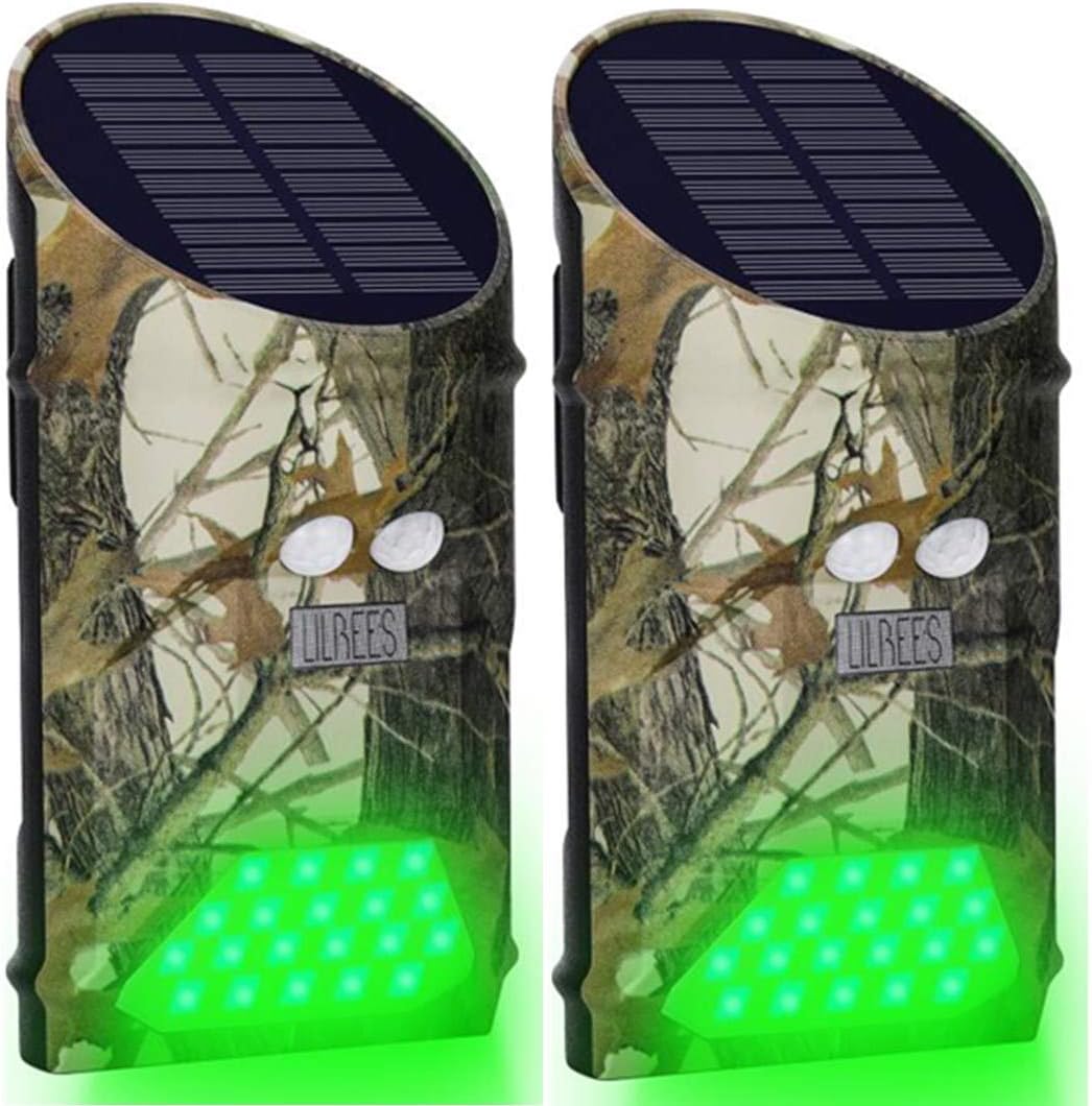 Lilbees Solar Green Feeder Lights with Motion Activated for Hog Pig Predator Coyote Varmint Deer Night Hunting(Pack of 2)