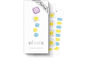 ohora Semi Cured Gel Pedi Strips (P Witty) - Purple/Blue/Yellow, Pattern, Works with UV/LED Lamps, Salon-Quality, Long Lasting, Easy to Apply & Remove - Includes 2 Prep Pads, Nail File & Wooden Stick