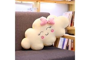 Eoieov Cloud Shaped Throw Pillow for Birthday Creativity Smiley Cushion Plush Cute Throw Pillows for Home Living Room Bedroom Decoration.Pink-19.6"