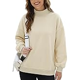 Yimoon Mock Neck Sweatshirt Women Oversized Turtleneck Sweatshirts Fleece Lined Pullover Trendy Outfit