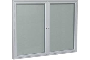 Ghent 36"x48" 2-Door Outdoor Enclosed Vinyl Bulletin Board, Shatter Resistant, with Lock, Satin Aluminum Frame - Silver (PA23648VX-193), Made in The USA