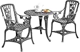 Garden Life Antique Effect Rose Design 2 Seater Patio Bistro Set Pewter PVC view 1
