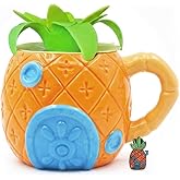 LAFUTURE Bob 20 OZ Handmade3D Pineapple House Ceramic Coffe Mug, Who Lives in the Pineapple Under Sea, with Stickers Pin
