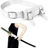 Elifinds Katana Sword Belt Anime Leather Holder White Cosplay Accessories Adjustable Sheath Scabbard Holster for Demon Slayer