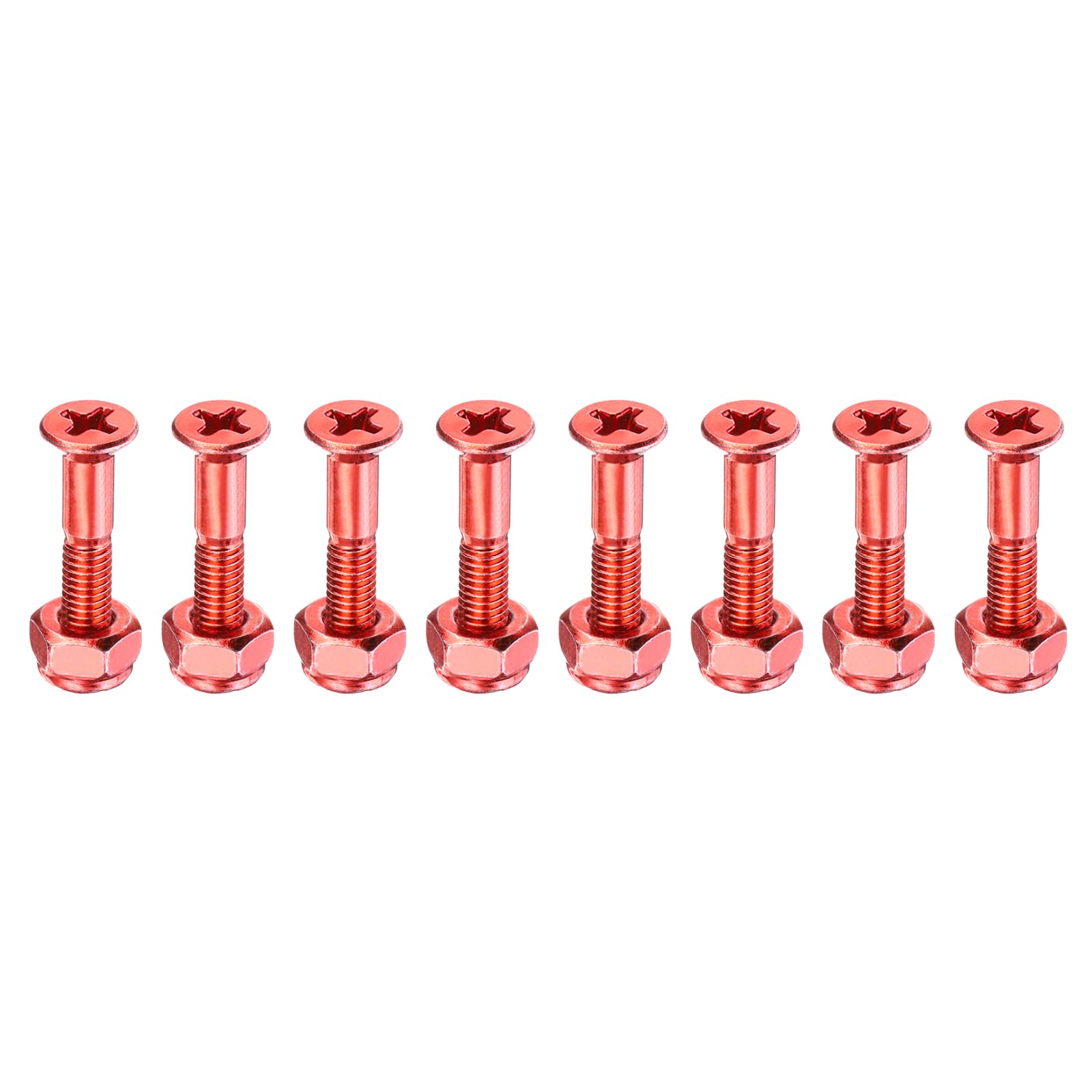 PATIKIL Skateboard Mounting Hardware 1", 8pcs Carbon Steel Skateboard Screws Bolts&Nuts Flat Head for Cruiser, Orange