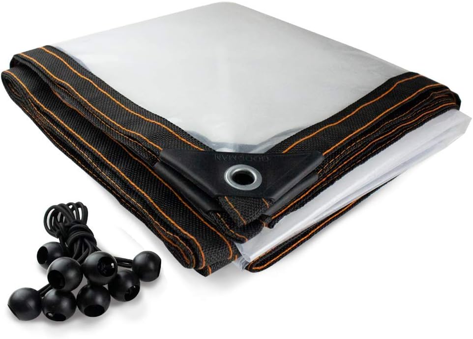 AITREASURE 6.5ft×13ft Tarpaulin Transparent Waterproof Clear Tarps with