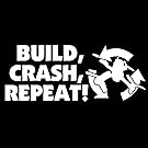 BAMFdecals Build Crash Repeat Recycle Symbol With FPV Drone Shape with Styled Text Die-Cut Vinyl Decal - Small - White