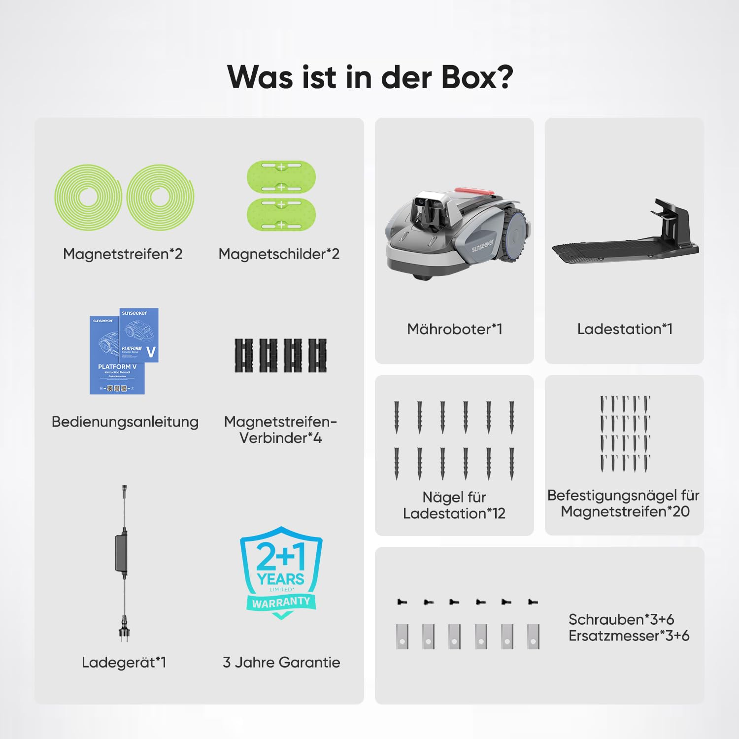 Sunseeker V3 Plus Mähroboter ohne Begrenzungskabel 1000 m², Vision AI Doppel-Auge, 42% Steigung, App-Steuerung, Rasenmäher mit EIN-klick-Mähen, silbergrau 8