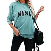 Dressmine Womens Long Sleeve Mama Sweatshirts Fall Crew Neck Mom Shirts Cute Graphic Tees Pullover Hoodies