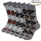 Hippih 6-Pack Men's Classic Socks Cotton Colorful Patterned Dress Socks, Color E