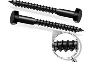 IPETRK 5/16" x 4" Lag Bolts, Stainless Steel Hex Head Lag Screws Heavy Duty, Black Metal Lag Bolts for Wood (10 pcs)