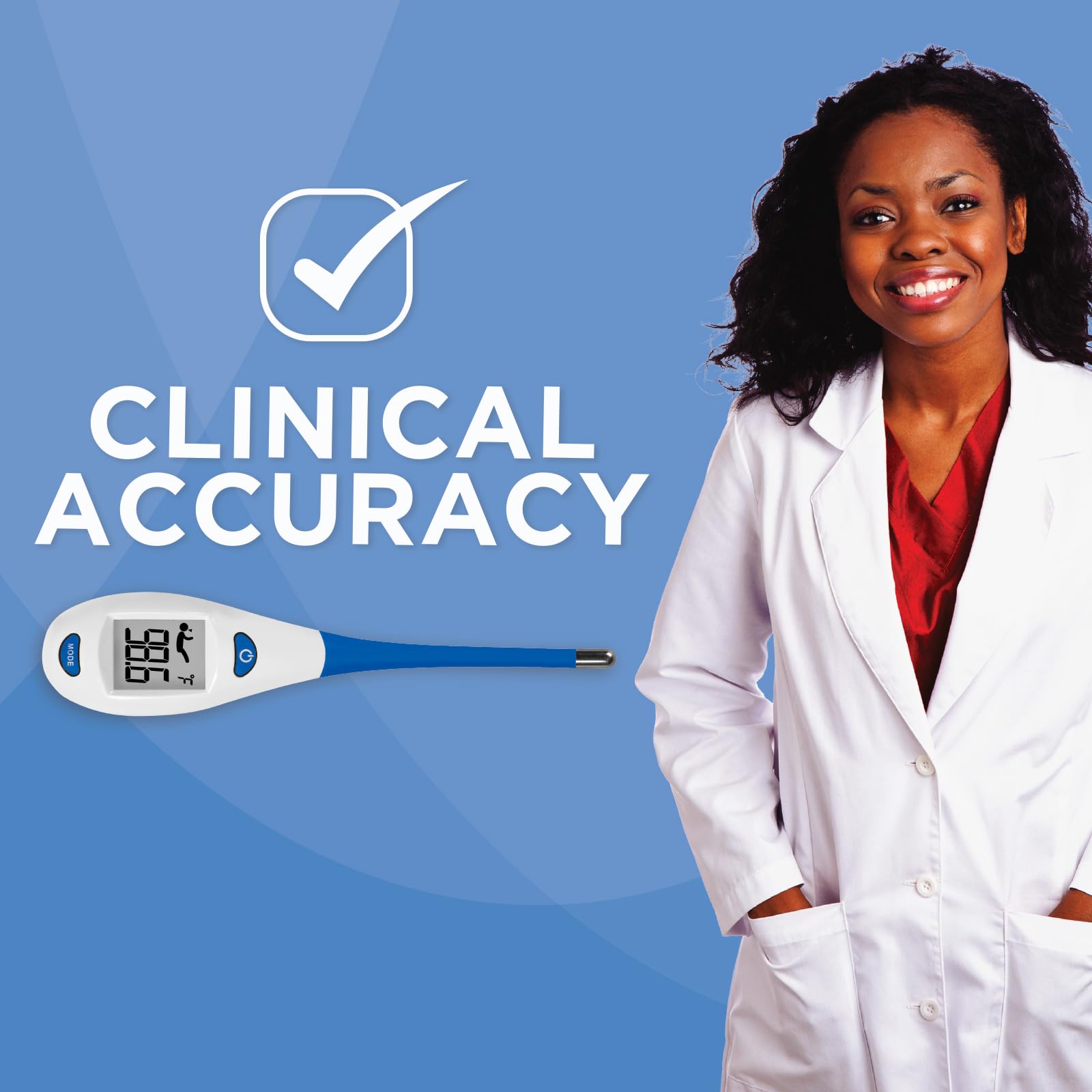 Veridian Digital Thermometer | 2-Second Readout | Rate Rapid Read Technology| Flexible Tip | Hygienic Water-Resistant Easy Cleaning | Storage Case + Instructions Included