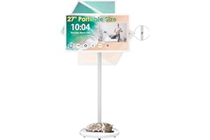 eLinkSmart 27-Inch Portable TV with Incell Touch Screen Android 13 OS, 8-Core CPU 8GB RAM 128GB Storage 1920x1080P HD on Wheels Built-in Camera 13000mAH Battery Full Swivel Rotation Voice Control