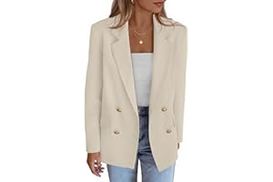 KIRUNDO Blazers for Women Business Casual 2025 Fall Long Sleeve Double Breasted Open Front Work Suit Jackets with Pockets