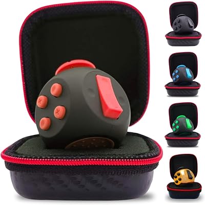 PILPOC theFube Fidget Cube Deluxe Premium Case Quiet Sides Black Red