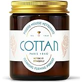 COTTAN Paris Cleansing Powder to Foam Face Wash | Natural Rice & Peony Root Powders Vegan Makeup Remover | Gentle Daily Facial Scrub Foaming Lather Cleanser Clears Impurities & Softens Skin 1.06oz