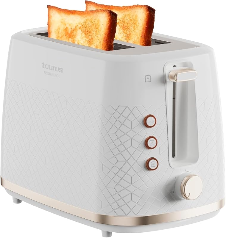 – Tostapane Fusion Crunch | 2 fessure corte | 7 livelli di tostatura |3 funzioni: Annulla, Riscalda, Scongela | Centratura automatica | Vassoio raccogli briciole | 800W