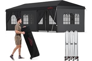 Benass 10x30 Pop Up Canopy Tent with 8 Sidewalls, Heavy Duty Tents for Parties, Black