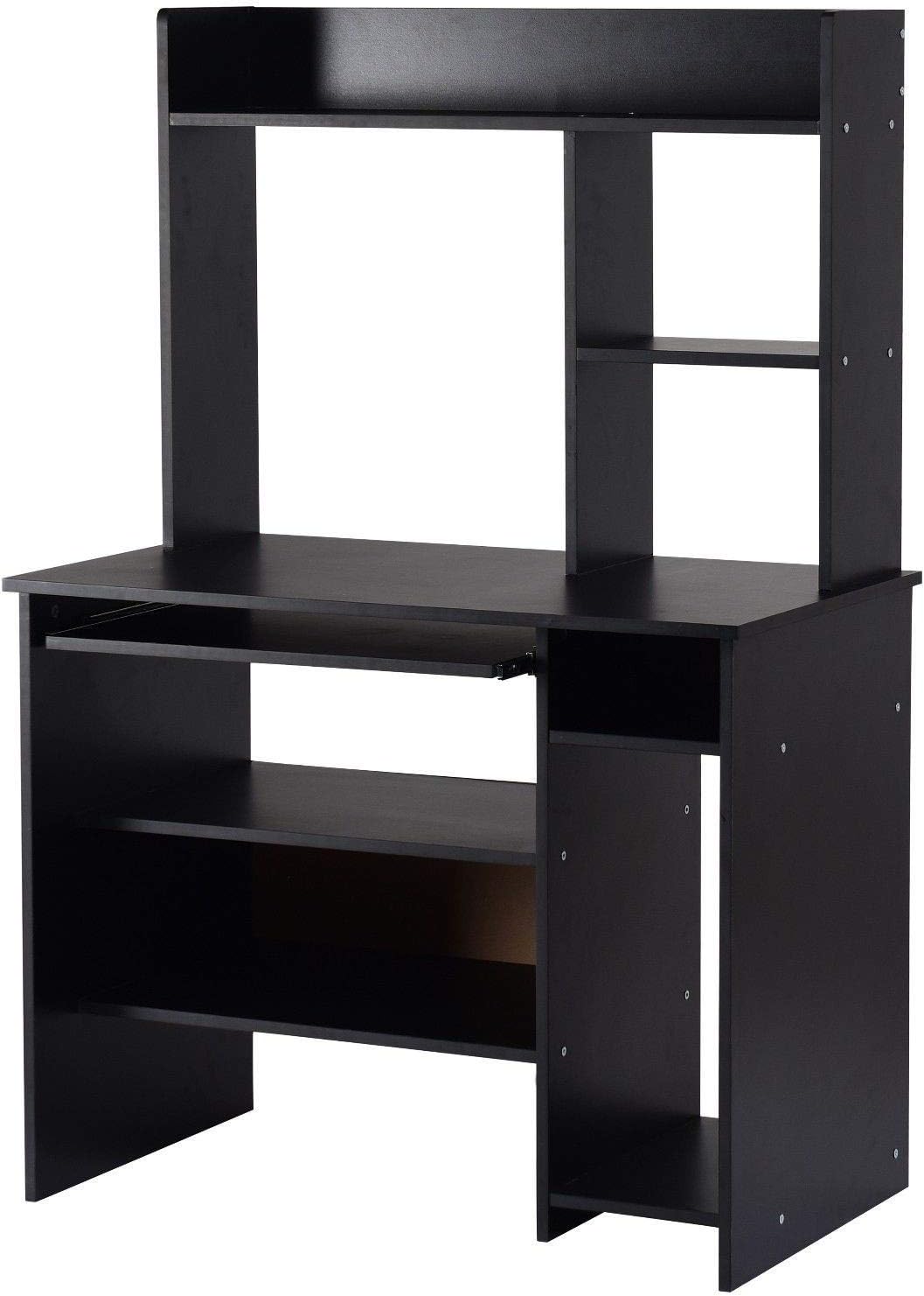 Hutch Storage Shelves Keyboard Tray Organizer Computer Desk Made of Wood, Durable and Sturdy
