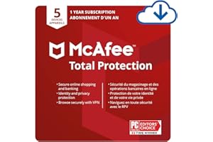 McAfee Total Protection | 5 Device | Antivirus Internet Security Software | VPN, Password Manager, Dark Web Monitoring| 1 Yea