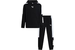 PUMA Boys Sweatpants Set - 2 Piece Fleece Pullover Hoodie Sweatshirt and Boys Jogger Pants Youth Kids Activewear Set (8-16)