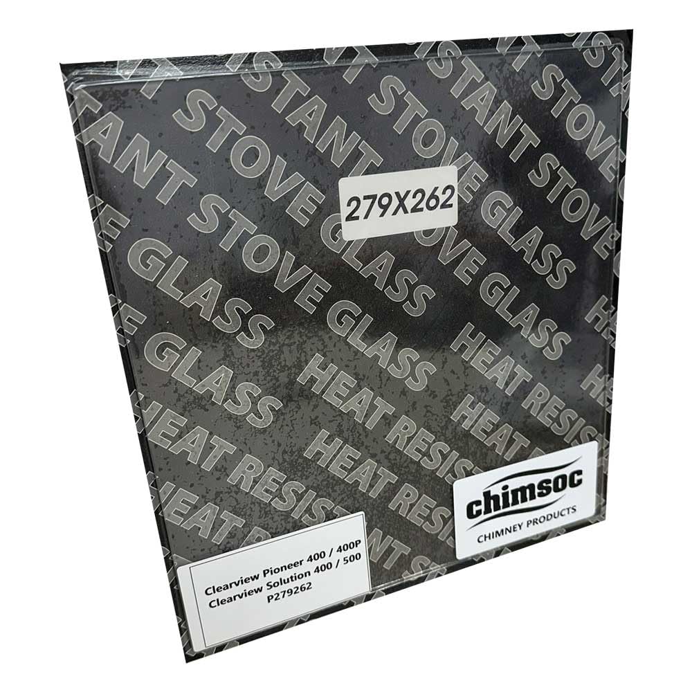 Chimsoc Replacement Stove Glass - Clearview Pioneer 400/400P / Solution 400/500 (279mm x 262mm Rectangular)