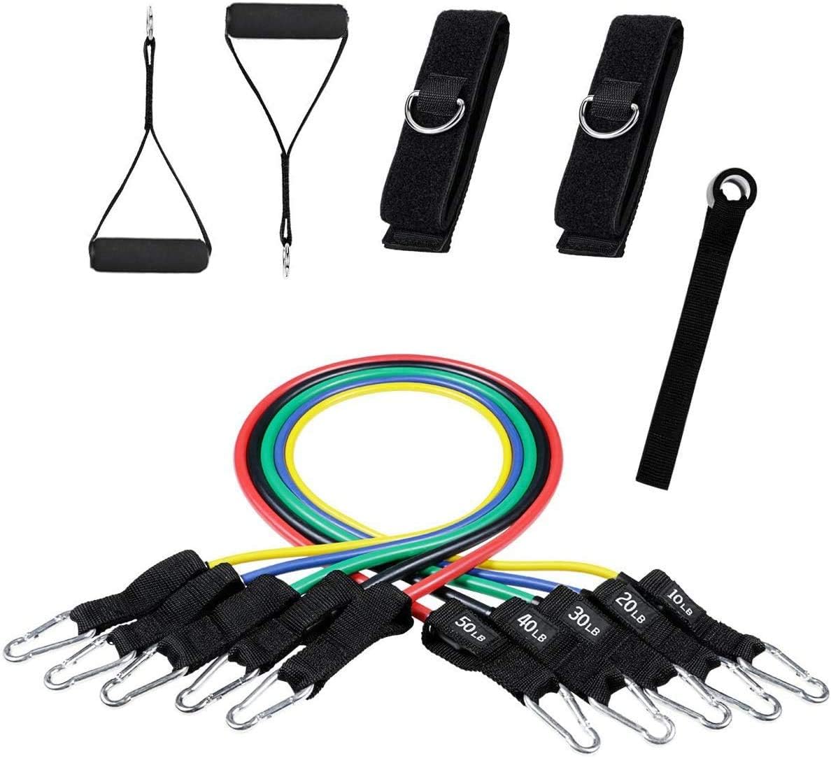 Neggcy Resistance Bands Set, Exercise Bands for Working Out - Includes Stackable Workout Bands, Handles, Ankle Straps, Door Anchor, Carry Bag & Advanc