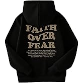 SHENHE Girl's Faith Over Fear Hoodie Christian Inspirational Graphic Preppy Sweatshirt Pullover