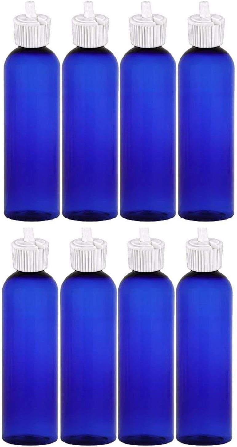 MoYo Natural Labs 4 oz Squirt Bottles, Squeezable Empty Travel Containers, BPA Free PET Plastic for Essential Oils and Liquids, Toiletry/Cosmetic Bottles (Pack of 8, Blue)