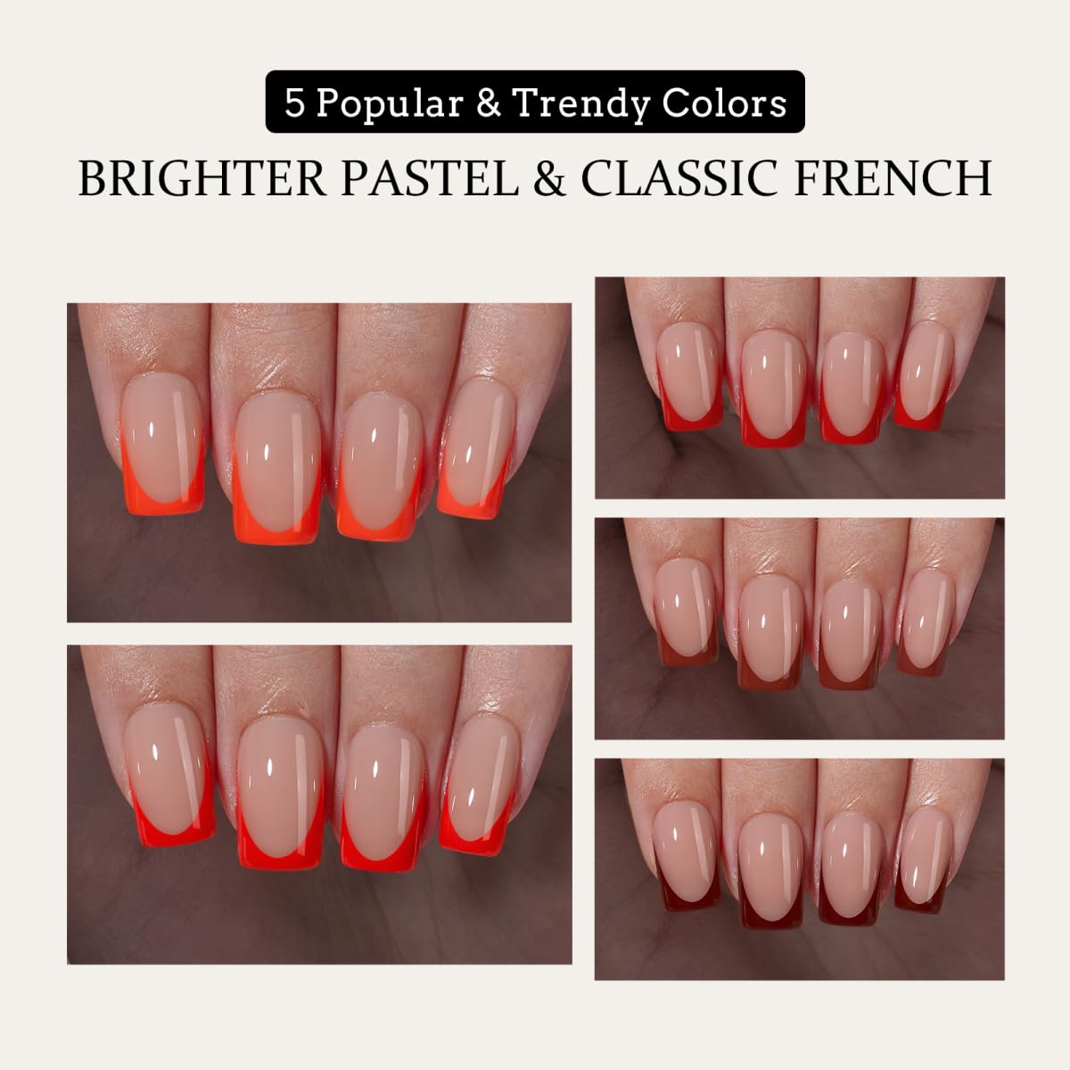 BTArtboxnails XCOATTIPS French Tip Press on Nails - Red Press On Nails Short, Square Fake Nails, 160Pcs Soak Off Soft Gel Acrylic Nail Extension in 16 Sizes - Image 4