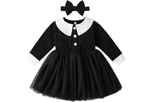 Sinhoon Baby Girls Halloween Dress Toddler Dress Girls Long Sleeve Autumn Winter Dress+Headband Baby Girls Lapel Dress